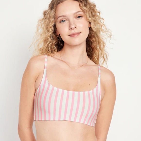 NWT OLD NAVY Scoop-Neck Bikini Swim Top Color: Pink Stripe - Picture 2 of 5
